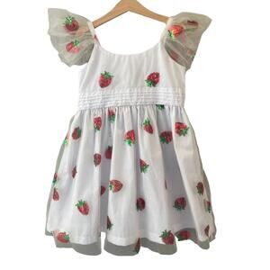 Cuteheads NEW Strawberry Dress - Tulle Sequins - White Red - 6